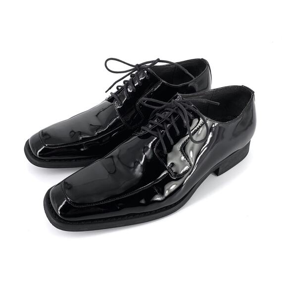 VIA SPIGA Laconi Tuxedo Dress Shoe Black Patent 9.5 D - Picture 1 of 12